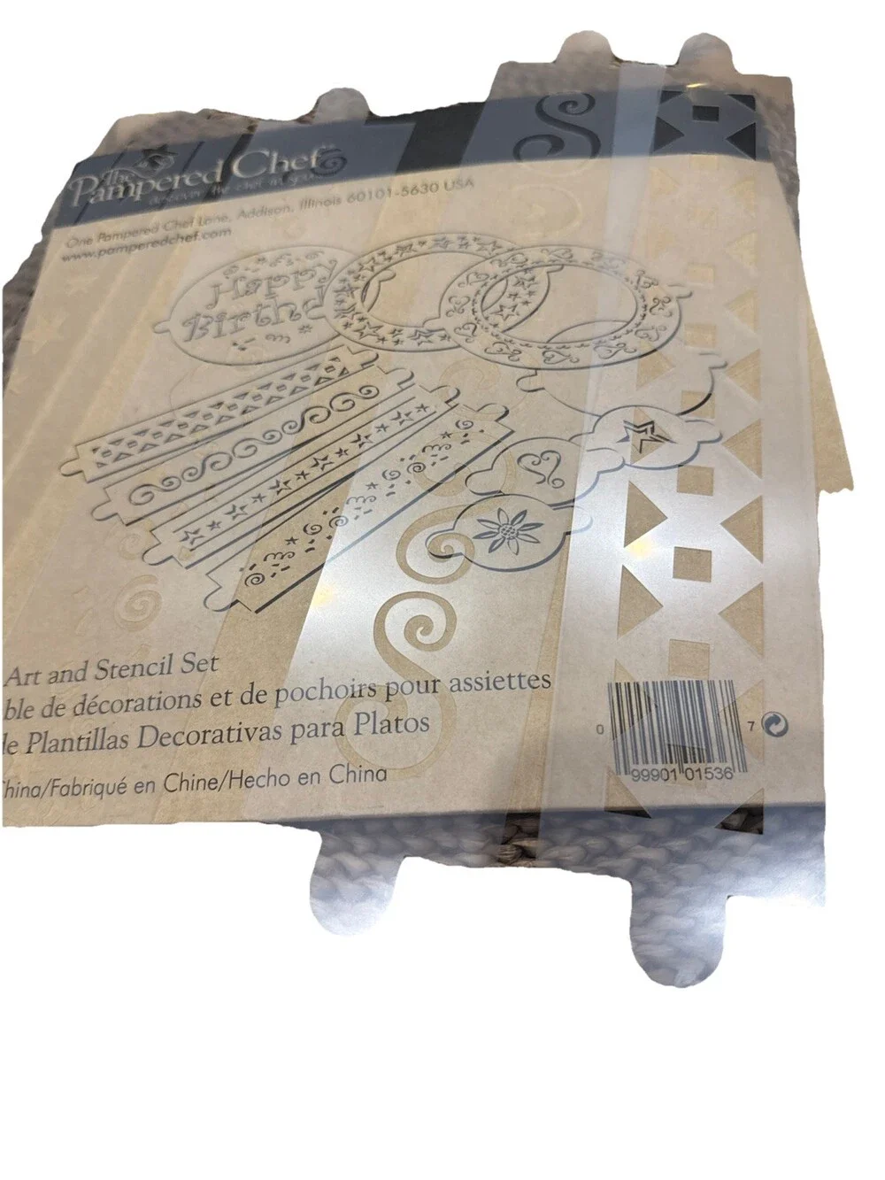 Pampered Chef #1536 Cake Stencil Set of 7 Patterns Balloons Borders Star Heart